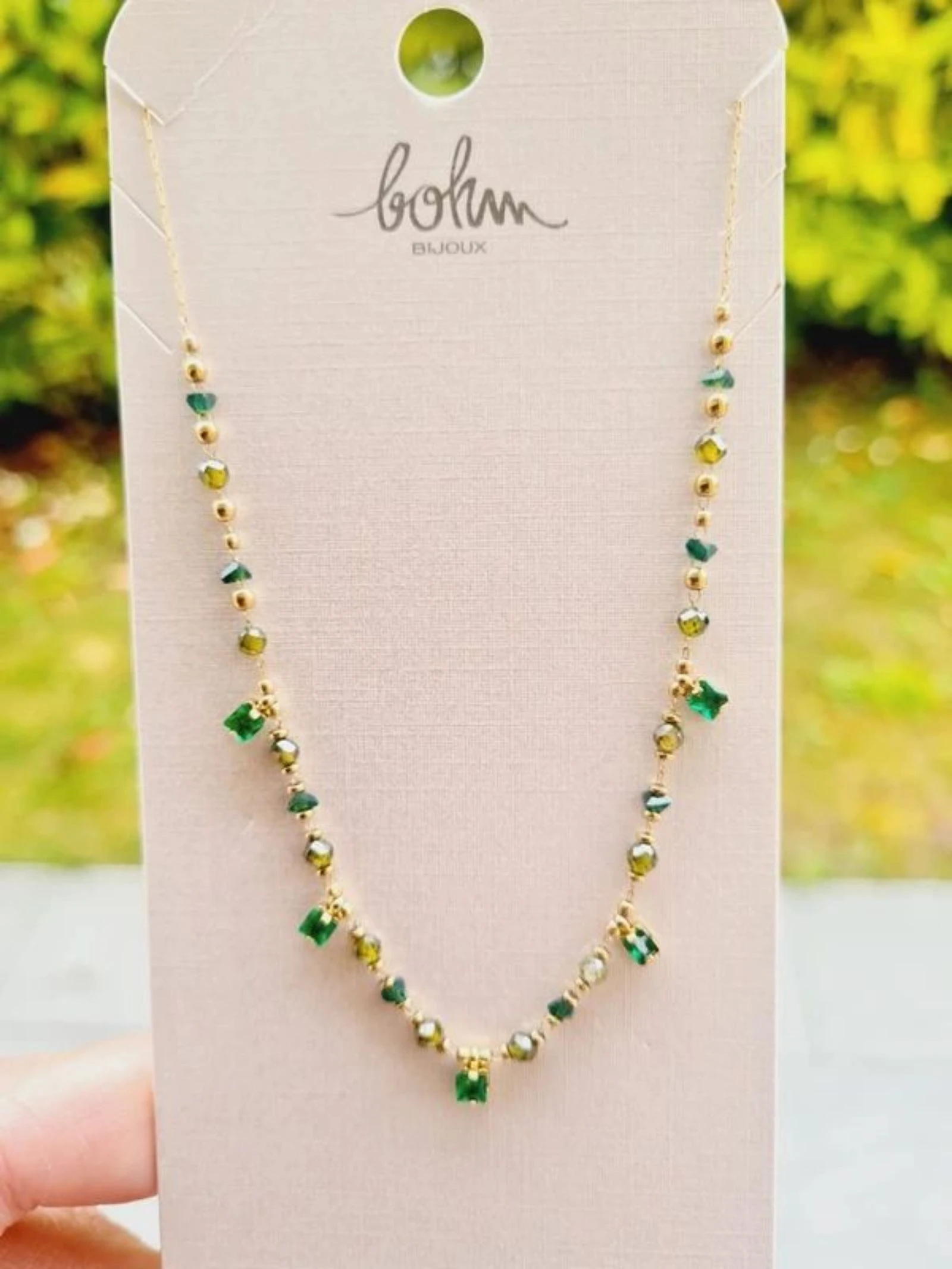 Collier doré Bohm cristaux verts